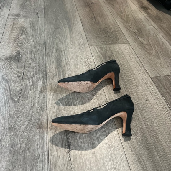 Delman Vintage 1940s Black‎ Suede Pumps Women's Slip-On Heels, Size 8N - Picture 8 of 12